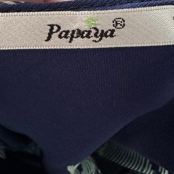 Papaya Women’s Smocked Crop Top Medium Blue Green Chevron Print Sleeveless - Picture 6 of 7